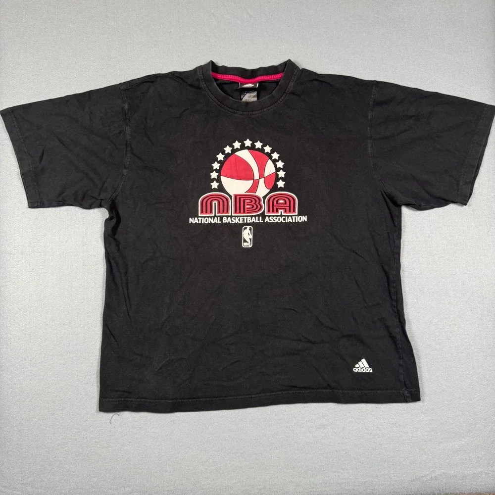 Adidas NBA National Basketball Association Graphic T-Shirt Mens XL Black Vintage